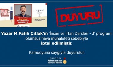 Yazar Çıtlak Konferansı İleri Bir Tarihe Ertelendi