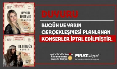 Ağustos Fuarı’nda Bugün ve Yarın Düzenlenecek Konserler İptal Edildi!