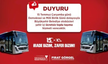 15 Temmuz’da Büyükşehir’den Ücretsiz Toplu Taşıma Hizmeti