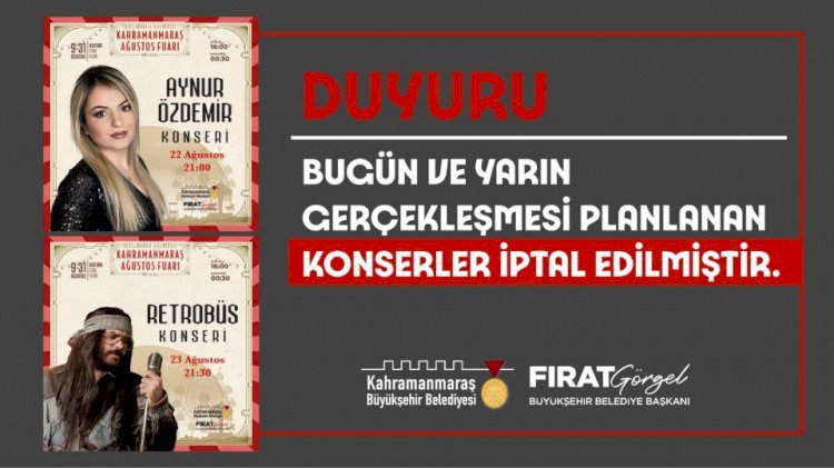 Ağustos Fuarı’nda Bugün ve Yarın Düzenlenecek Konserler İptal Edildi!