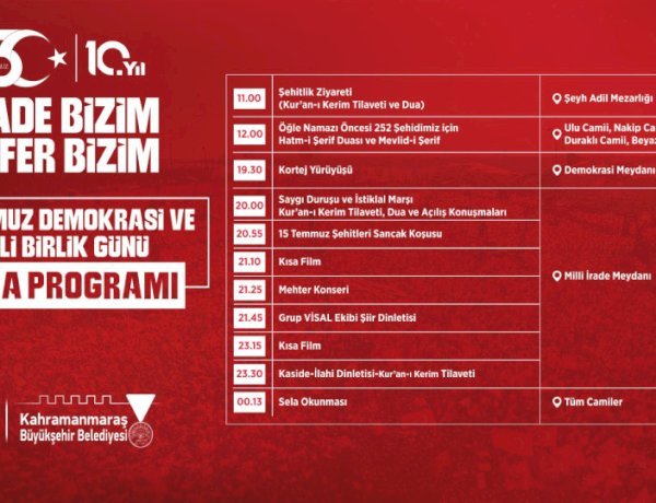 Demokrasi Zaferinin 10’uncu Yılında Kahramanmaraş Meydanlarda Buluşacak